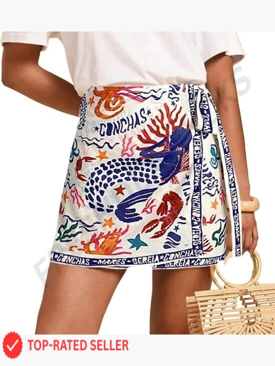 Dresses & Skirts - Boho Floral Wrap Mini Skirt High Waist A-Line Knot Side Summer Beach Casual